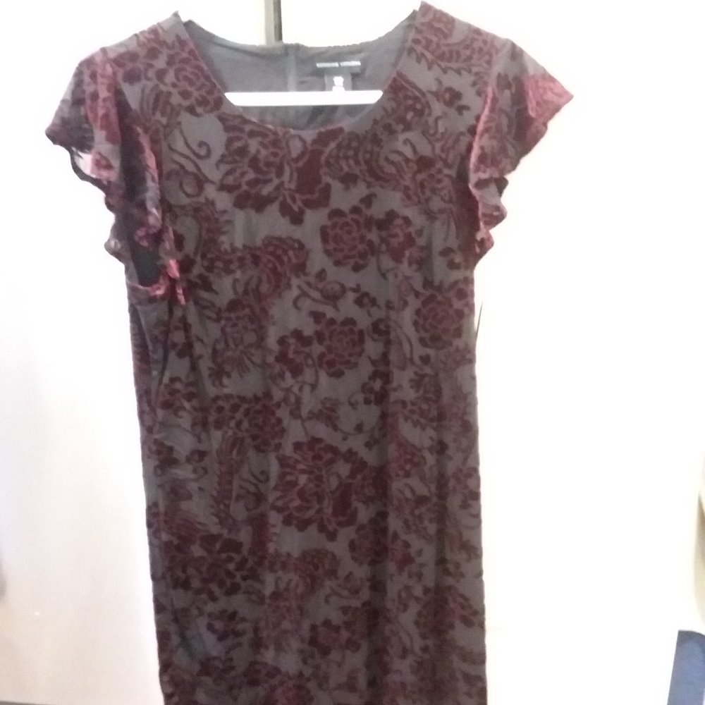 Adrienne Vittadini Dragon Velvet Dress Size Small